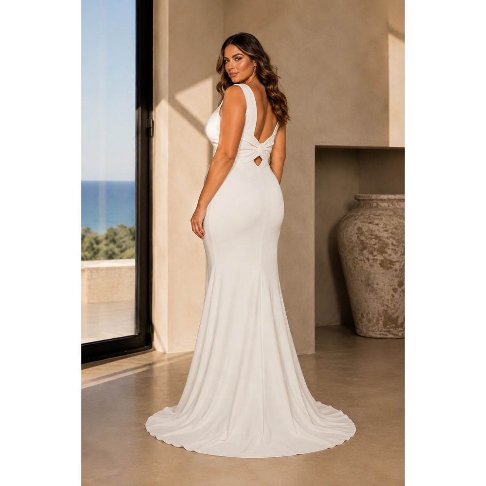 NEW Lulus LOVE IN YOUR EYES KNOTTED MERMAID Maxi Dress 2X IVORY Wedding Gown